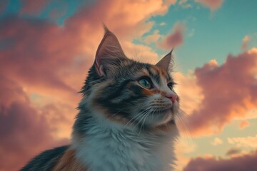 Cat by Cloudy Sky