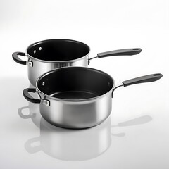 Saucepan kitchen instruments tools dark selver or black metal body color transparent or white background  image