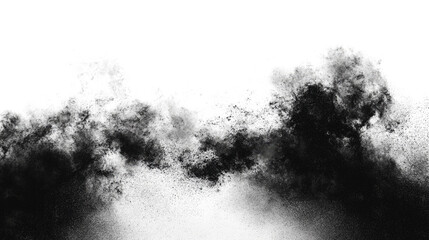 Abstract black powder splash on white.