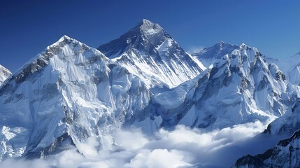 Obraz premium Majestic Snow-Covered Mountain Peaks