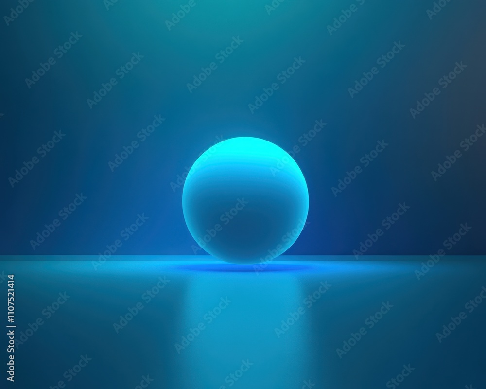 Aufkleber ethereal glowing blue orb on a smooth surface with soft lighting in a dreamlike environment for abst