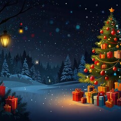 Obraz premium Christmas tree in front of the house