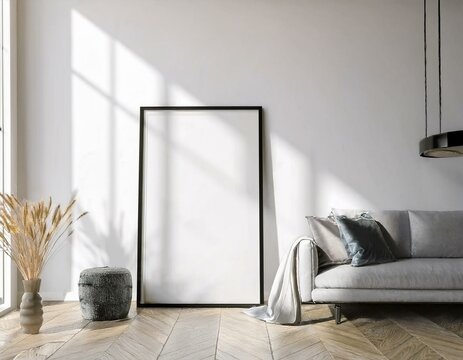 Trendy Living Room Poster Mockup Featuring Unique Decor and Artistic Touches