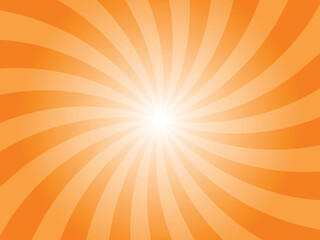 Abstract Orange Background with Rays Retro Starburst Rays. Deep Orange Sunburst Background Vector Illustration Pattern Beam Rays. Spiral Radial Striped Backdrop. Vector Illustration.