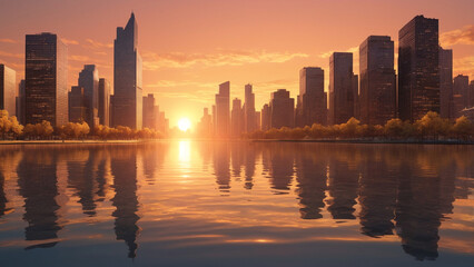 Obraz premium Golden Hour in the City