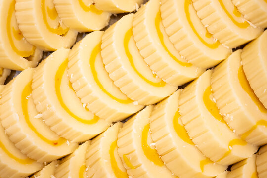 Cake Barfi texture closeup top view of indian, pakistani and bangladeshi sweet dessert