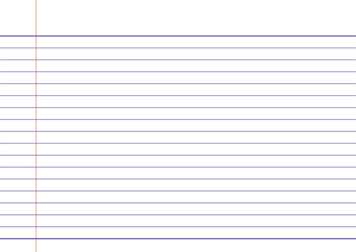 School notebook Pattern ,Horizontal paper A4 paper size, exercise book, vector straight line paper, notebook page has red and blue lines 2 cm.