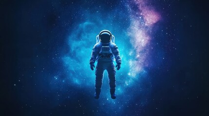 Fototapeta premium Astronaut Floating in a Vibrant Cosmic Space Background