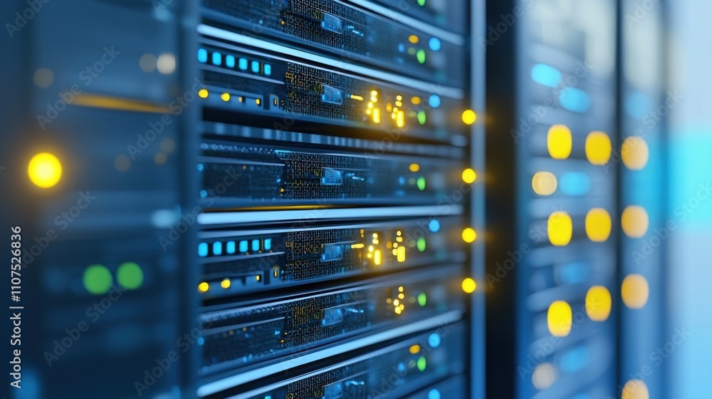Aufkleber data center operations high-tech facility visual content corporate environment close-up view technol