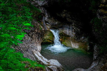 Hiking through the Giessenbach Gorge in Bavaria Germany