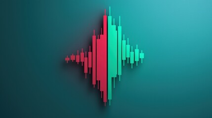 Vibrant Soundwave Visualization in Red and Green Tones