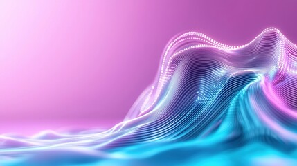 Abstract Flowing Waves of Light in Soft Pink and Blue Background