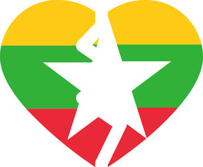 Broken Heart Icon of Myanmar Flag