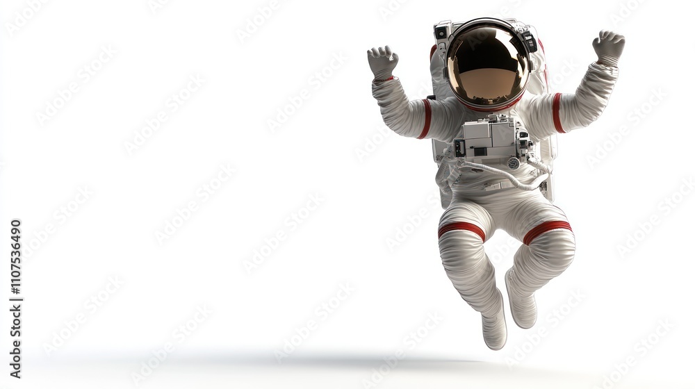 Aufkleber an astronaut in a spacesuit appears to be floating in a zero-gravity environment.