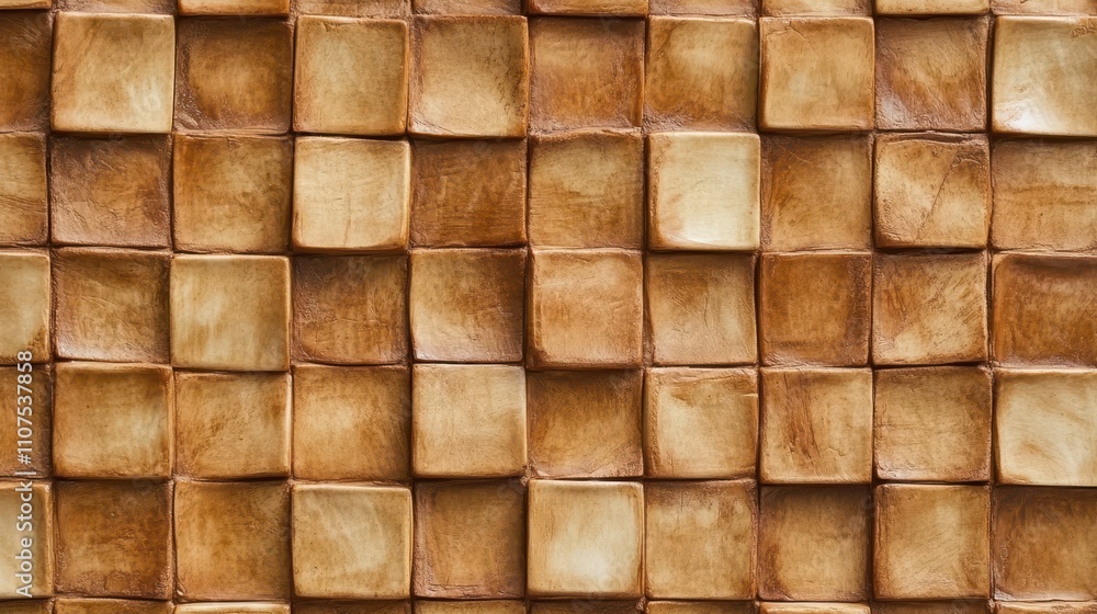 Poster textured background of interlocking leather squares in warm tones suitable for various creative and 
