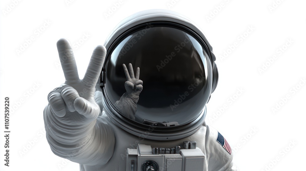 Aufkleber an astronaut making a peace sign, reflecting a message of harmony and exploration.