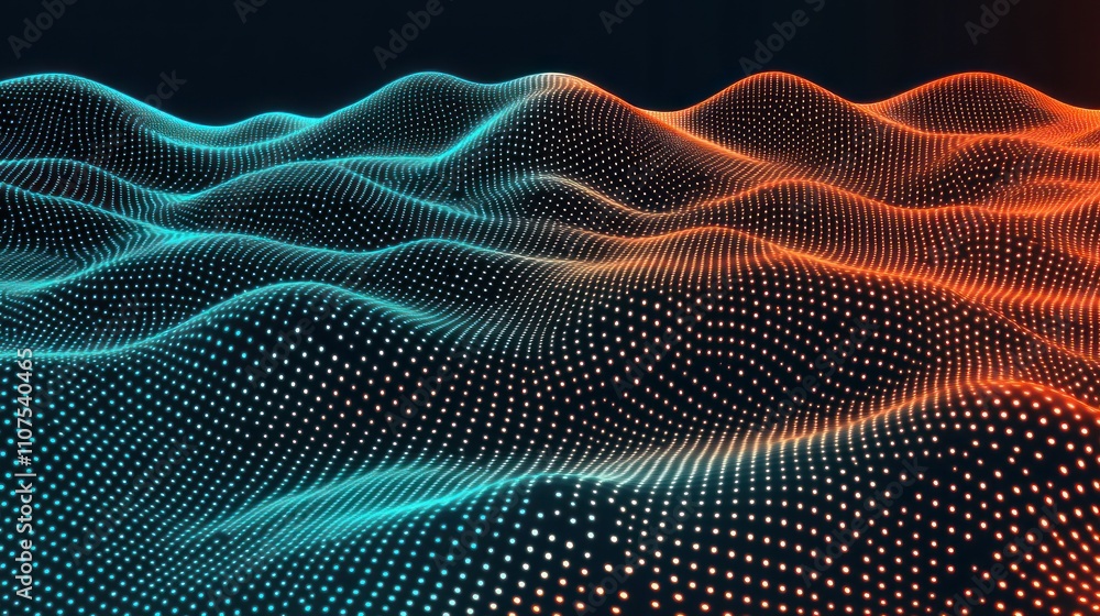 Leinwandbilder abstract representation of waves using dots in blue and orange hues, suggesting data visualization.