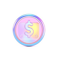 Naklejka premium 3D Income Tax Return Icon with Iridescent Holographic Overlay for Joyful Designs and Vivid Visuals, Copy Space