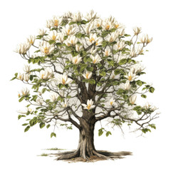 Obraz premium Blooming magnolia tree illustration.