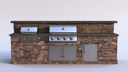 Modern outdoor kitchen featuring built-in grill and refrigerator, perfect for summer entertaining