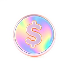 Fototapeta premium 3D Holographic Icon of Debt Repayment in Joyful Iridescent Style for Digital Artwork