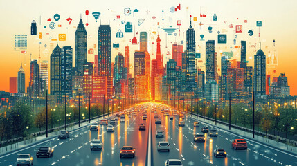 A captivating blend of doodle-style vector art inspired by technology and nature, featuring intricate hand-drawn circuits, futuristic gadgets, digital connections, and organic patterns like leaves, fl