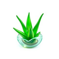 Fototapeta premium 3D Enchanted Aloe Vera Icon Glowing Rune Holographic Design for Digital Art and Marketing Materials with Copy Space