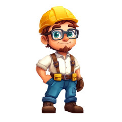 Fototapeta premium Cartoon construction worker with tools.