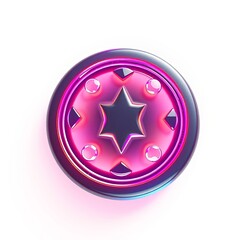 Obraz premium 3D Holographic Kickoff Icon Enchanted Glowing Rune Whimsical Style for Digital Backgrounds