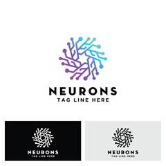 abstract Neuron logo or nerve cell logo design inspiration or circuit line dot symbol connecting, molecule neuron logo. clinic logoWeb