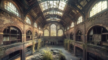 Fototapeta premium Historical abandoned buildings that once stood proud, now overtaken by the passage of time