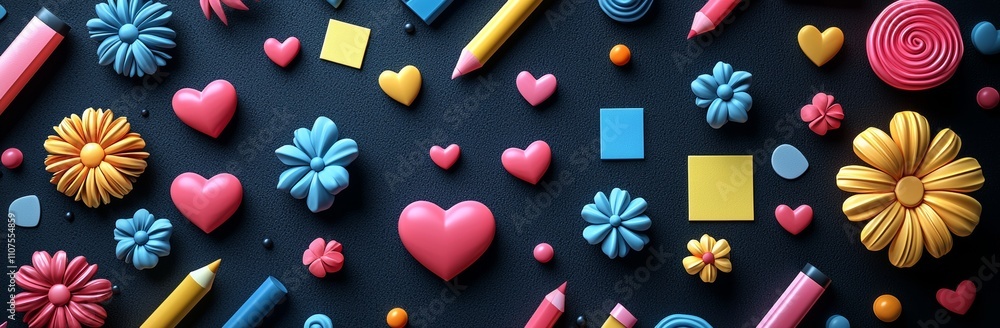 Poster this paper sticker set contains square, round, and heart-shaped speech bubbles with a notebook page 