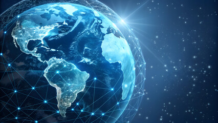 Fototapeta premium earth globe on blue background