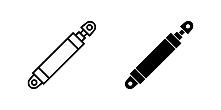 Hydraulic cylinder Icon set. Symbol isolated white background. vector illustration. color editable.