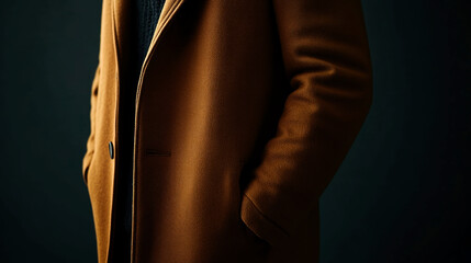 Close-up of a man's brown coat.