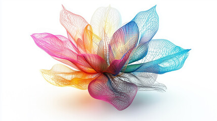 Abstract Gradient lily water flower mesh art. rainbow flower art from mesh for background and wallpaper. AI wallpaper. color vivid nature background. Generative AI.