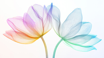 Abstract Gradient lily water flower mesh art. rainbow flower art from mesh for background and wallpaper. AI wallpaper. color vivid nature background. Generative AI.