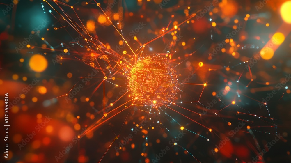 Poster futuristic technology background featuring artificial intelligence and big data visualization in 3d 