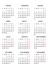 calendario editable chile 2025