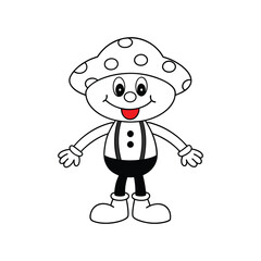 Obraz premium Cute cartoon with mushroom hat clipart illustration