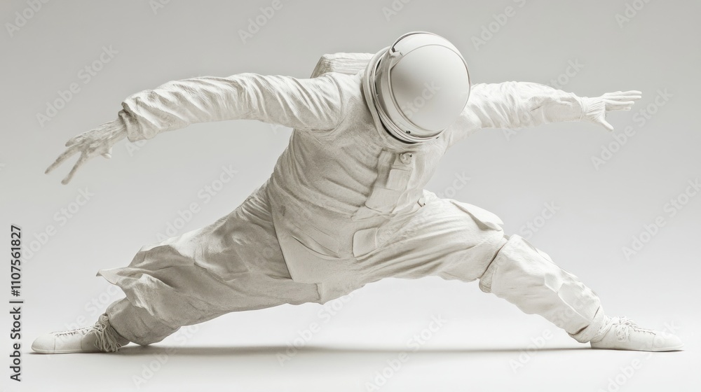 Aufkleber A figure in a white spacesuit striking a dynamic pose against a neutral background.