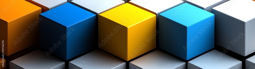 Poster the set of isolated cube icons, which includes three-dimensional cube symbols on a white background,
