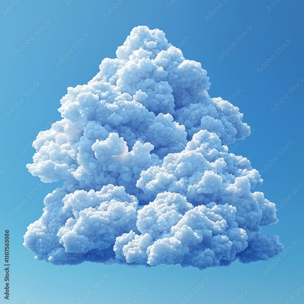 Poster a 2d illustration of clouds. objects created in 3d with realistic details.