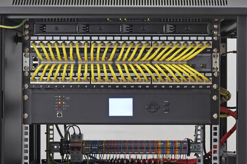 Telecommunication rack with Internet equipment, multimedia amplifiers, video surveillance system....