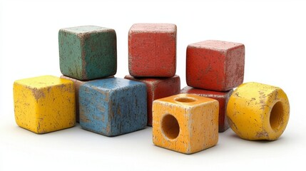 A dynamic 3D animation featuring abstract geometric patterns on a white canvas, suitable for a whimsical wallpaper.