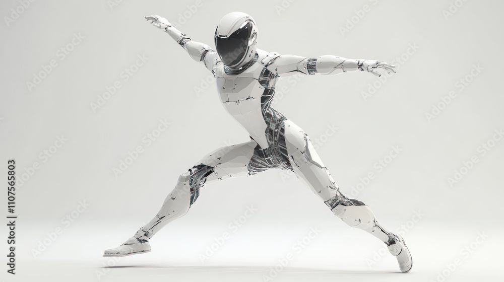 Fototapete A humanoid robot in a dynamic pose, showcasing advanced design and technology.