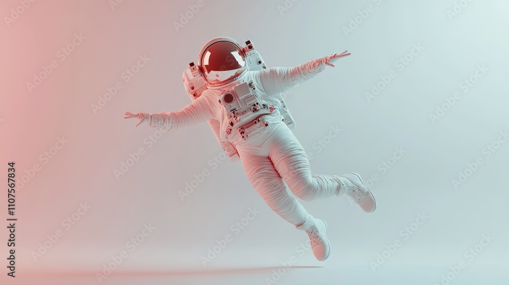 Aufkleber An astronaut in a spacesuit floating in a minimalist environment.