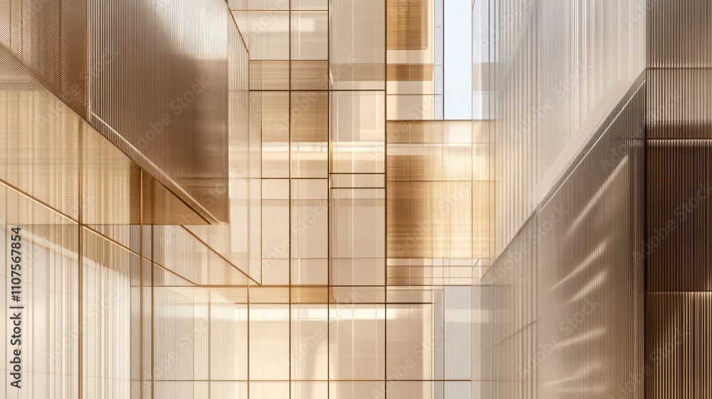 Aufkleber Abstract architectural design with transparent and reflective surfaces creating a modern space.