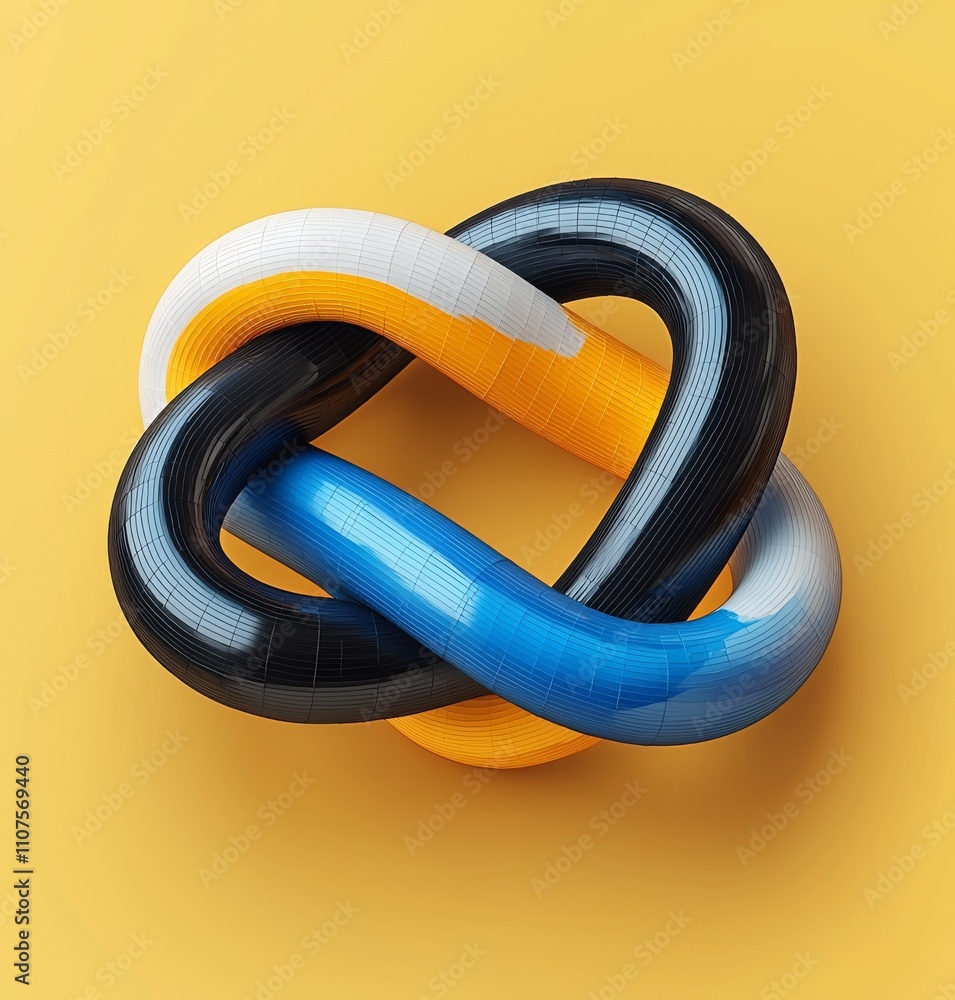 Poster three-dimensional abstract geometric shapes illustration. minimalist contemporary black glossy objec