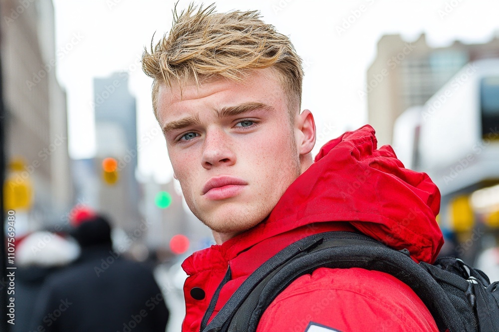 Poster a close-up of a bystander face, showing curiosity and concern as they witness a public altercation